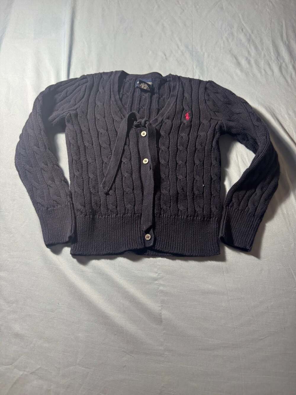 Polo Ralph Lauren Kids Girls Cable-Knit Cotton Cardigan Sweater Navy Size 5